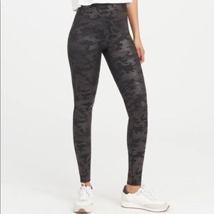 Spanx Faux Leather Legging in Matte Black Camo